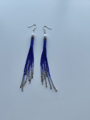 Kolczyki z koralików Miyuki w kolorach granatu i bieli