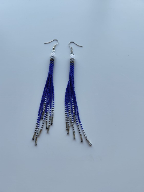 Kolczyki z koralików Miyuki w kolorach granatu i bieli