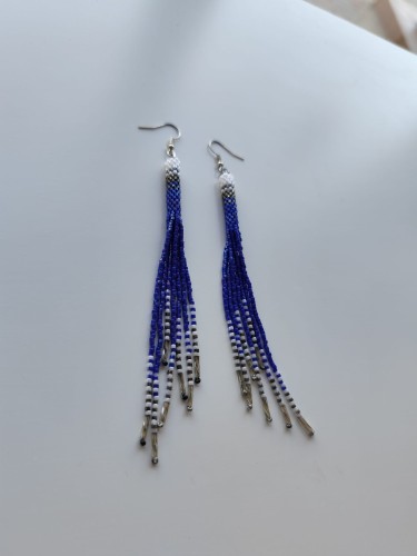 Kolczyki z koralików Miyuki w kolorach granatu i bieli