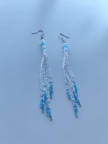 Kolczyki z koralików Miyuki w kolorystyce błękitu i bieli