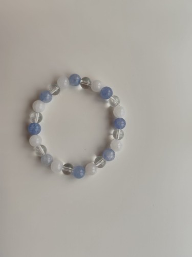 Bransoletka z kamieni - Angelit, kwarc i kryształ - widok z góry