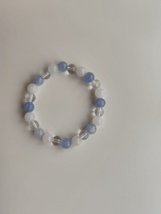 Bransoletka z kamieni - Angelit, kwarc i kryształ - widok z góry