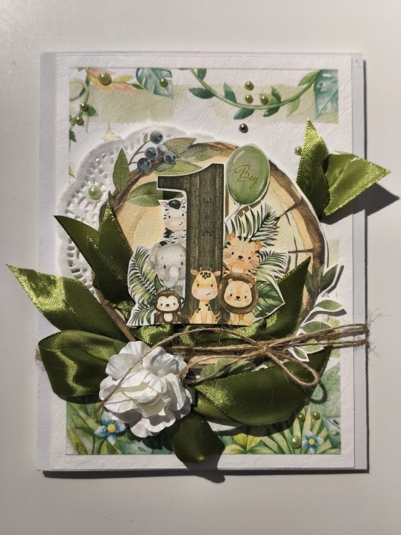 Kartka - Pierwszy Roczek (wzór 2) dla chłopca